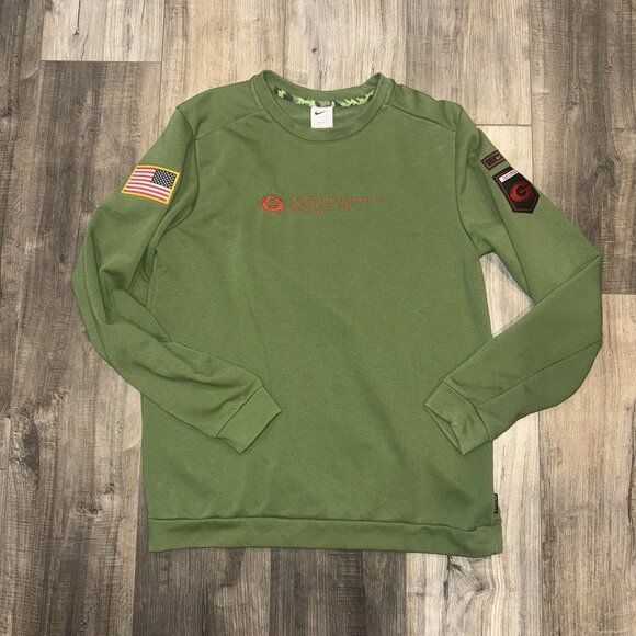 Nike Dri-Fit DQ2086-328 Mens M UGA Georgia Bulldogs Military Green Sweatshirt - Picture 1 of 10